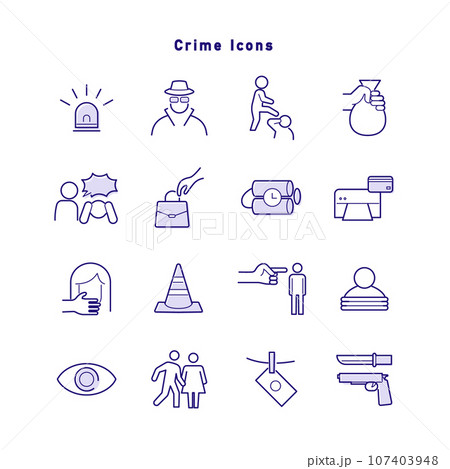 犯罪・司法・警察に関するアイコンセット 犯罪・司法・警察に関するアイコンセット 107403948