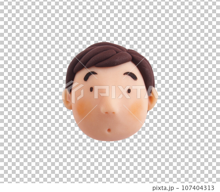 The face of a middle-aged man who is a little troubled (clay 3D illustration) 107404313