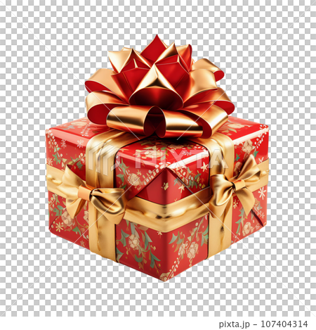 Christmas and New Year's Day Red Gift Box Realistic 3D Style 107404314
