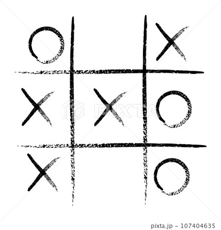 Tic tac toe game competition set. noughts and crosses black grunge brush in Hand draw. Graphic vector illustrations isolated Tic tac toe game competition set. noughts and crosses black grunge brush in Hand draw. Graphic vector illustrations isolated 107404635