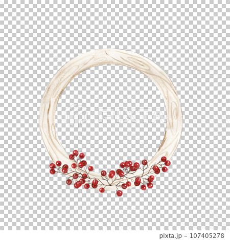 Fall wreath with oranges hearts and ribbons. For cards, backgrounds. Watercolor illustration for scrapbooking. Perfect for wedding invitation. 107405278