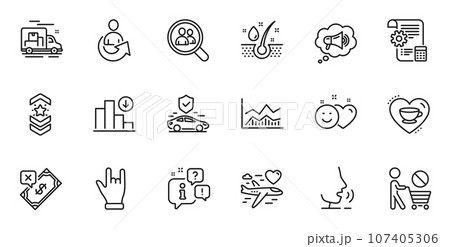 Outline set of Rejected payment, Settings blueprint and Stop shopping line icons for web application. Talk, information, delivery truck outline icon. Vector Outline set of Rejected payment, Settings blueprint and Stop shopping line icons for web application. Talk, information, delivery truck outline icon. Vector 107405306