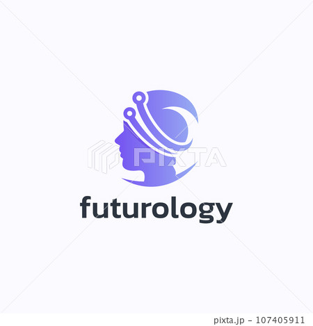 Future knowledge logo design vector. Technology researcher symbol template. Future knowledge logo design vector. Technology researcher symbol template. 107405911