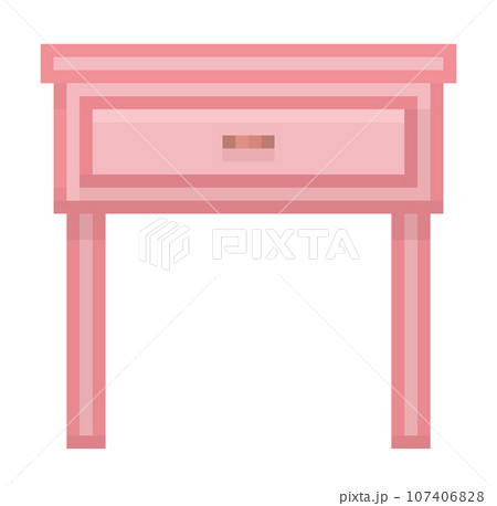 桃色の机のピクセルイラストレーション 107406828