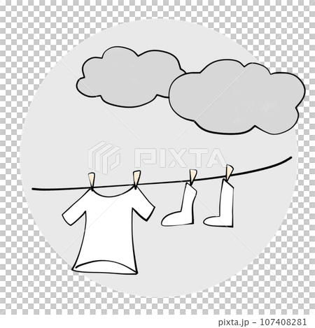 陰天晾衣服的插圖 107408281