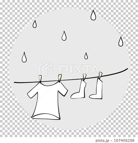 雨の日に干された洗濯物のイラスト 雨の日に干された洗濯物のイラスト 107408286