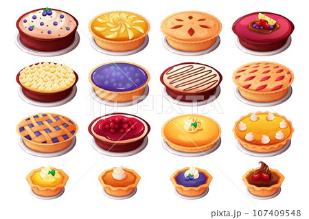 Homemade berry pies. Fruit pie pastry serving on plate sweet table, tart cake with berries custard for thanksgiving, gourmet cooked food dessert 107409548