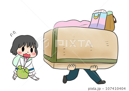 引っ越しで荷物を運ぶ 107410404