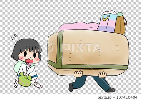 引っ越しで荷物を運ぶ 107410404