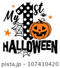 My First Halloween illustration with pumpkin 107410420