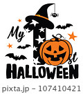 My First Halloween illustration with pumpkin 107410421