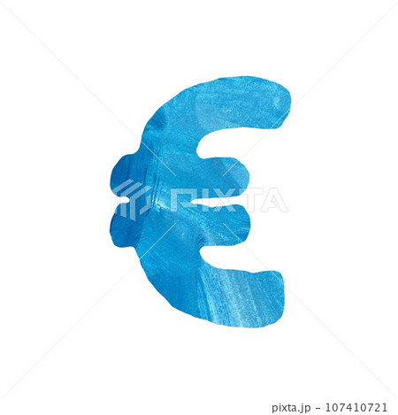Euro icon currency blue watercolor hand drawn Euro icon currency blue watercolor hand drawn 107410721