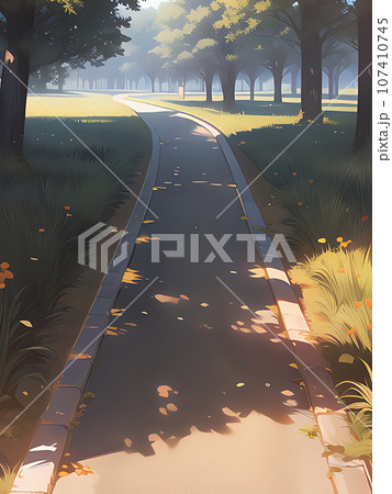 緑地の中の散歩道 107410745