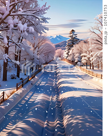 冬の朝、光が差し込む 107410753