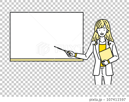 一位女性/商務人士使用白板進行解釋 107411597