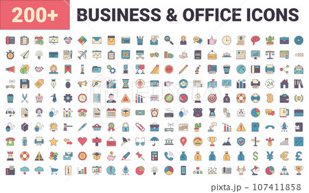 Set vector business, banking and finance icons 107411858