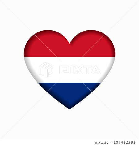 Dutch flag heart-shaped sign. Vector illustration. Dutch flag heart-shaped sign. Vector illustration. 107412391