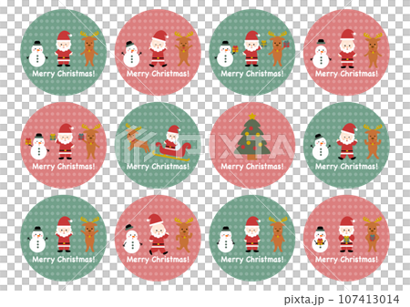 Christmas icon illustration: Santa, reindeer and snowman 107413014