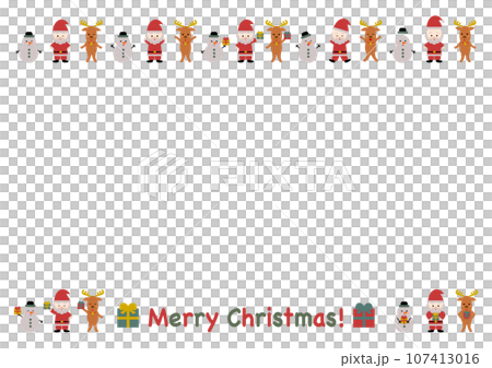 Christmas frame illustration: Santa, reindeer and snowman Christmas frame illustration: Santa, reindeer and snowman 107413016
