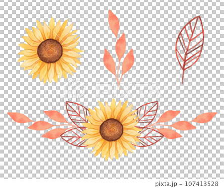 Autumn frame, banner, background.Sunflower with leaves.Seasonal holidays design.Thanksgiving,Halloween.Rustic wedding. Autumn frame, banner, background.Sunflower with leaves.Seasonal holidays design.Thanksgiving,Halloween.Rustic wedding. 107413528