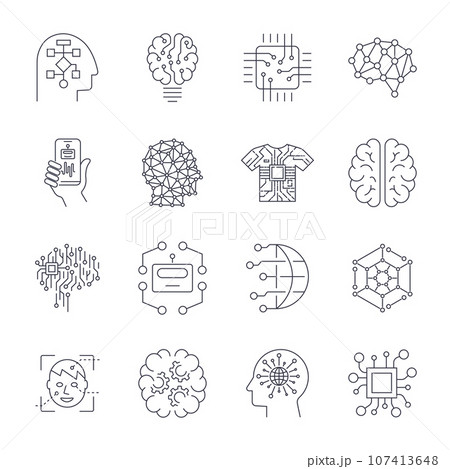 Artificial Intelligence, AI icon set. Artificial Intelligence, AI icon set. 107413648