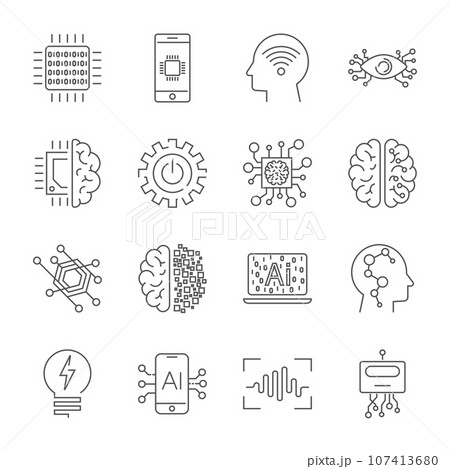 Simple Set of Artificial Intelligence Related Vector Line Icons. Simple Set of Artificial Intelligence Related Vector Line Icons. 107413680