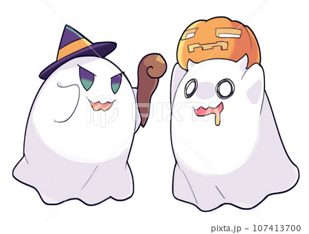 ハロウィンを楽しむおばけたち 107413700