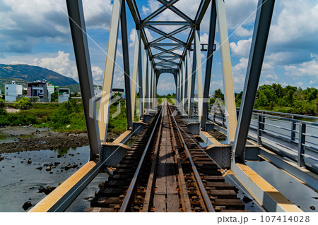 Railway bridge over the river.  107414028
