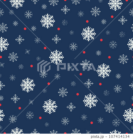 Snowflakes seamless pattern. Christmas card on blue background. Vector illustration 107414134