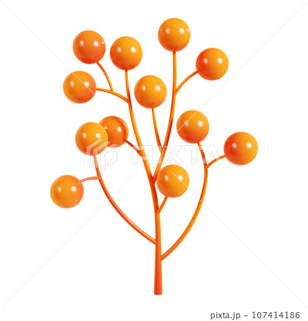 Autumn orange berry branch 3d render...のイラスト素材 [107414186] - PIXTA