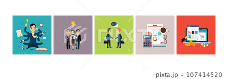 Business and Management Icon and Flat Symbol Vector Set 107414520