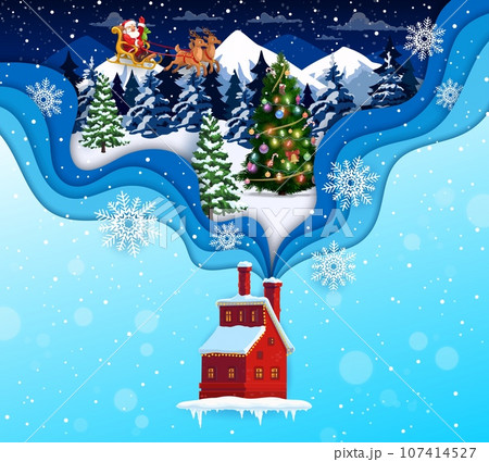 Christmas material: Under the snowy tree, Santa - Stock Illustration  [108024003] - PIXTA