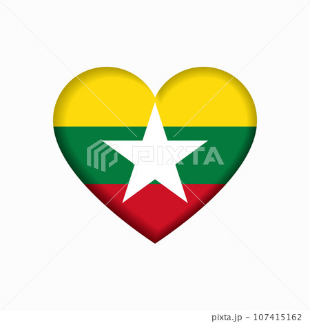 Myanmar flag heart-shaped sign. Vector illustration. 107415162
