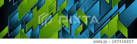 Green blue geometric elements abstract tech banner 107416857