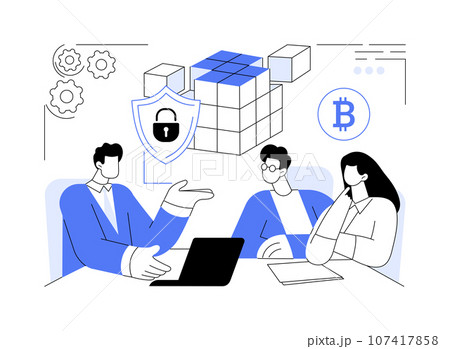 Blockchain cybersecurity abstract concept vector illustration. Blockchain cybersecurity abstract concept vector illustration. 107417858
