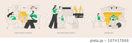 Family budget planning abstract concept vector illustrations. 107417888
