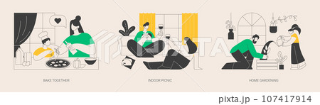 Family fun during quarantine abstract concept vector illustrations. Family fun during quarantine abstract concept vector illustrations. 107417914