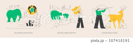 Wildlife preservation abstract concept vector illustrations. Wildlife preservation abstract concept vector illustrations. 107418191