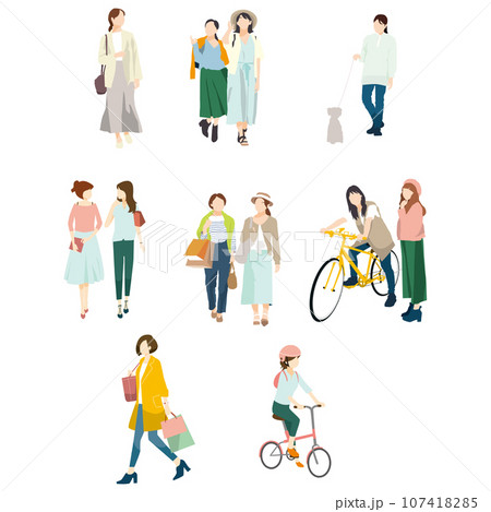 おしゃれな女性のイラストセット 107418285