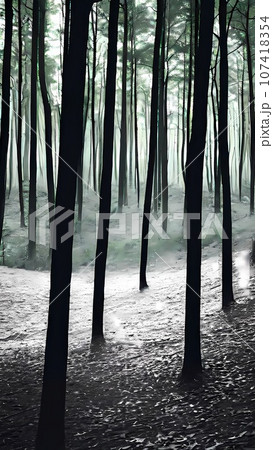 Fog in the forest landscape nature scenery illustration Fog in the forest landscape nature scenery illustration 107418354