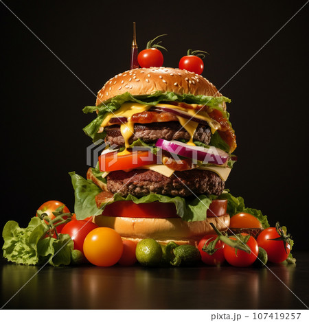 【AI画像】大きなハンバーガー 107419257