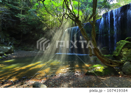 【熊本県】幻想的な鍋ヶ滝の水のカーテンと光のシャワー 107419384