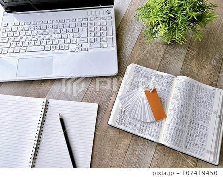 試験勉強　英和辞典と暗記カード 107419450