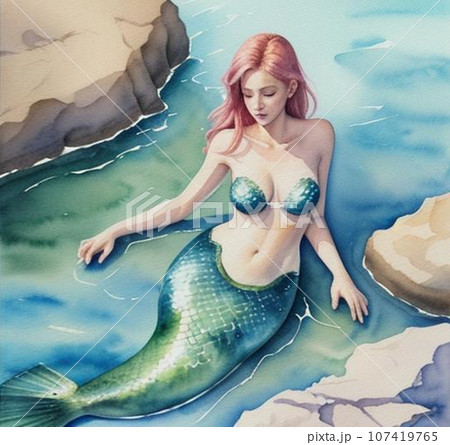 人魚の水彩画のイラスト素材 [107419765] - PIXTA