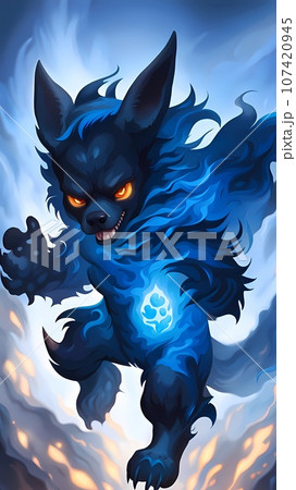 3D hellhound cartoon character design illustration  107420945