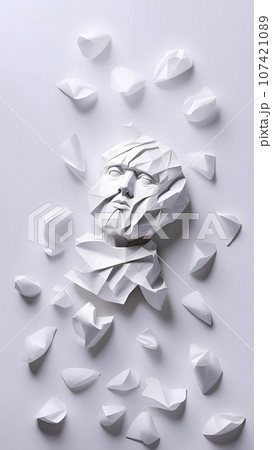 Crumpled paper cartoon character illustration  107421089