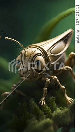 3D locust cartoon character design illustration  107421311