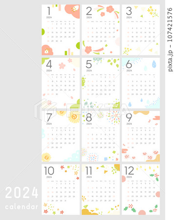 2024年の年間カレンダー   2024年の年間カレンダー   107421576
