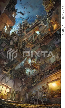 Abandoned hospital cartoon design concept illustration  107422446