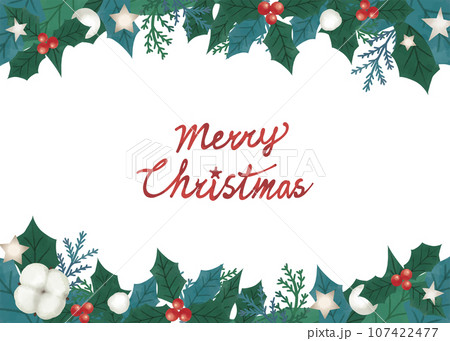 クリスマスフレーム素材　緑　上下 107422477